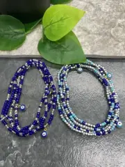 2 PC Handmade Waist Beads Necklace African Boho Bracelet Anklet Set New A3383