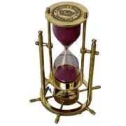 Brass Sand Timer Hourglass Wheel Compass Base & Hanging Collectible