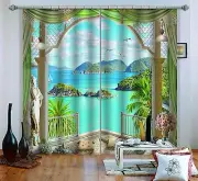 3D Sea view 5 Blockout Photo Curtain Printing Curtains Drapes Fabric Window AU
