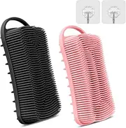 YEALIFE Silicone Body Scrubber, Gentle Exfoliating Scrub Brush with 22mm Soft Bristles, Deep Cleansing & Scalp Massage, Non-Slip Ergonomic Design, Fast Drying, Travel-Friendly for Shower Bath