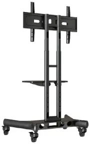 ATDEC AD-TVC-45 Height Adjustable Mobile TV Cart. Max Load 45kg. VESA up to 600x400. For Panels 32" to 65". Black AD-TVC-45