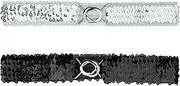 [Allegra K] Womens Glitter Skinny Stretchy Waist Belts Sequins Decor Slim Elastic Belts 2PCS