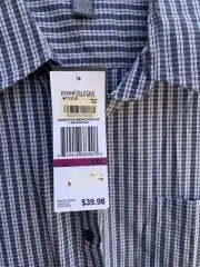 Men’s XXL Shirt Kenneth Cole Reaction Long Sleeve Gray White Striped Chest 52”