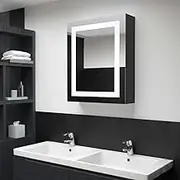 LED Bathroom Mirror Cabinet with USB Connector, Anthracite, 50x13x70 cm - Modern Vanity with Light, MDF Melamine Finish
