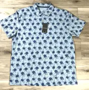 Van Heusen Polo Shirt Men's 2XL Sky Blue Heather Weekend 2 Button New