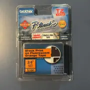 Genuine Brother TZ-B41 TZ Tape Label P-Touch Black Print on Orange 3/4" NEW
