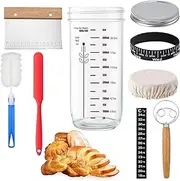 XHYASD 730 ML Starter Kit, Sourdough Starter Pot, Starter Glass with Thermometer Paper and Aluminium Cap