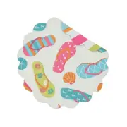 Flip Flop Life Beach Cotton Quilted Round Reversible Placemats Set of 6, 17"