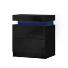 NNEDSZ Bedside Tables Side Table Drawers RGB LED High Gloss Nightstand Black
