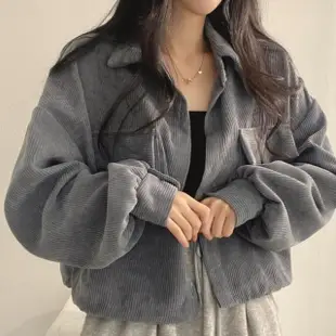 【D.studio】韓版高級感燈芯絨設計感小眾針織外套(上衣 女裝 衣服 外套 長袖上衣 襯衫 J215)