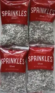 Lot of 4 Packs Silver Sweetshop Sprinkle Mix - 2.5 oz Candy Stars Balls Jimmies