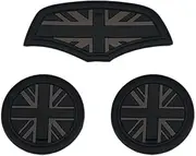Mini F55 F56 Car Cup Coaster, Set of 3 Anti-Slip Coaster Storage Box Silicone Shockproof Mat for Mini Cooper Hatchback F55 F56 Cup Holder Car Accessories (Black Flag)