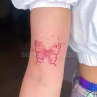 在飛比找蝦皮購物優惠--PETIT BAZAR- 日系 粉色蝴蝶 紋身貼紙 假刺青