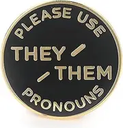 [Wydmire] They Them Pronoun Brooch Button Non-Binary Badge Enamel Lapel Pin - NB Pride Genderqueer Gender Identity Pin