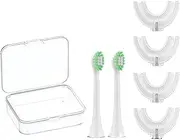 Geacker 6 Pcs U Shaped Toothbrush Kids Replacement Head Set, Including 4 U Shaped Brush Heads 2 Bristle Brush Heads and 1 Storage Box (Age 8-14)