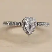 New Authentic Pandora Radiant Teardrop Ring Multiple Size 196254CZ W Hinged Box