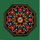 12" Black Marble Top Handmade Coffee Table Top Precious Inlay Stone