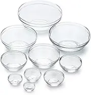 Duralex Gigogne Stackable Glass Mixing Bowl Set, 10 Piece