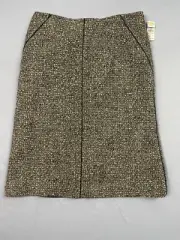 TALBOTS No Waistband Pencil Skirt Tweed Wool Blend Brown Black 12 Petite NEW NWT