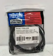 Eaton P580-006 DisplayPort Cable with Latches DP to DP M/M Connectors 4K @ 60Hz