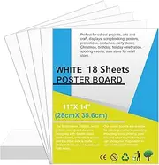 18 Pcs Poster Board 11" x 14" White Poster Paper Boards Bulk 250GSM Posterboard Vision Board Smart Poster Board Paper for School Arts Craft Projects Drawing Display