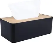 Tissue Box Cover,Tissue Holders,Bamboo Cover Plate,for Bathroom, Bedroom, Dinner Table, Office (Black)
