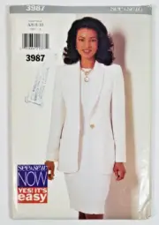 Butterick 3987 Sewing Pattern Misses 1990s UNCUT Loose Fit Jacket Dress Vintage