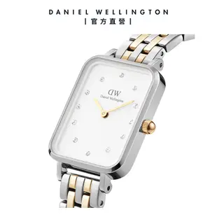 Daniel Wellington 手錶 Quadro Lumine 20X26 星辰珠寶式雙色錶鏈-白錶盤(DW00100625)