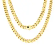 10k Yellow Gold Monaco Miami Cuban Link 9mm Chain Necklace Mens Womens 20"