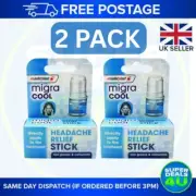 Masterplast Migra Cool Headache Relief Stick 3.6g Non-Greasy &Colourless(2 pack)