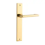Iver Baltimore Return Door Lever Handle on Rectangular Backplate Polished Brass