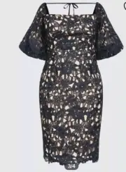 City Chic Small Veronica Navy Dress Lace Plus Size 16