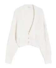 Ribbed linen and cotton cardigan L white