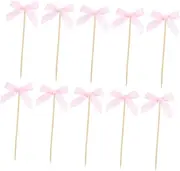 Gatuida 20pcs Butterfly Cake Insert Bows for Cake Decorating Princess Cupcake Toppers Bow Cake Topper Edible Cupcake Toppers Bow Cake Decorations Bow Decor Sticks for Cake Pops Bamboo Pink