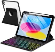 Case with Keyboard for iPad A16 11th 10th Generation 11/10.9 inch,Rainbow Backli