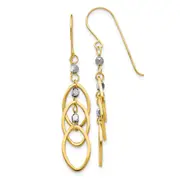14K Two-Tone Oval Beaded Dangle Earrings