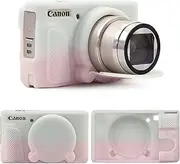 TYUANDOUER SX740 SX730 Camera Case, Soft Silicone Case for Canon PowerShot SX740/SX730 HS Camera, Lightweight Skin Rubber Body Protective Cover for SX740 SX730 with Detachable Lens Cap - Green Pink