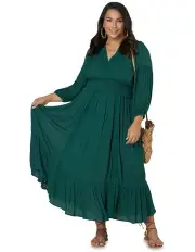 [The Poetic Gypsy] Wild Harmony Maxi Dress in Dark Green