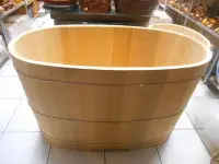 在飛比找Yahoo!奇摩拍賣優惠-100%台灣檜木泡澡桶客定加高款尺寸120X65X75公分可