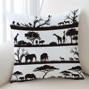 Black and White Africa Cushion Cover