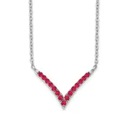 14k White Gold Ruby 18in. V-Necklace
