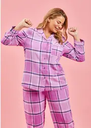 [Taking Shape] Taking Shape Flannelette Check Pyjama Shirt Size 26 in Check, Cotton - Plus Size Women's Clothing Check