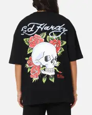 [ED HARDY] Ed Hardy Death & Bloom T-shirt Black - Size 2XL 2XL Black