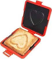 Microwave Sandwich Maker, Silicone Microwave Toastie Maker Panini Press, Grilled Cheese Maker, Grilled Cheese Sandwich Maker with Heart Pattern, NO Electricity (Red)