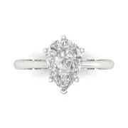 14K White Gold Solitaire Promise Ring, 2 ct Pear Cut Simulated Diamond