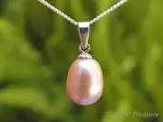 Pearl Pendant - 4 colours + 40cm 925 SOLID Silver Curb chain