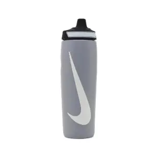 【NIKE 耐吉】水壺 Refuel Water Bottle 24 oz 灰 白 可擠壓 單車 運動水壺(N100766608-624)