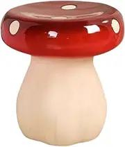 Folpus Resin Agaric Statue Stool Garden Decoration Home Decor Micro Landscape Ideal Gift Indoor and Outdoor Stool for Porch Summer, Red