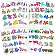 Roller Skate Temporary Tattoos Stickers for Kids 20Sheet Party Favors Decoration Supplies for Girls Boys Gifts Classroom School Prizes Rewards Goodie Bag Fillers