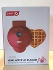 Dash Heart Mini Waffle Maker, No Stick, 4 Inch Cooking Surface, Red, New